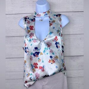 Revolve Tularosa Evie Sleeveless Floral Open Back Blouse Medium Ivory